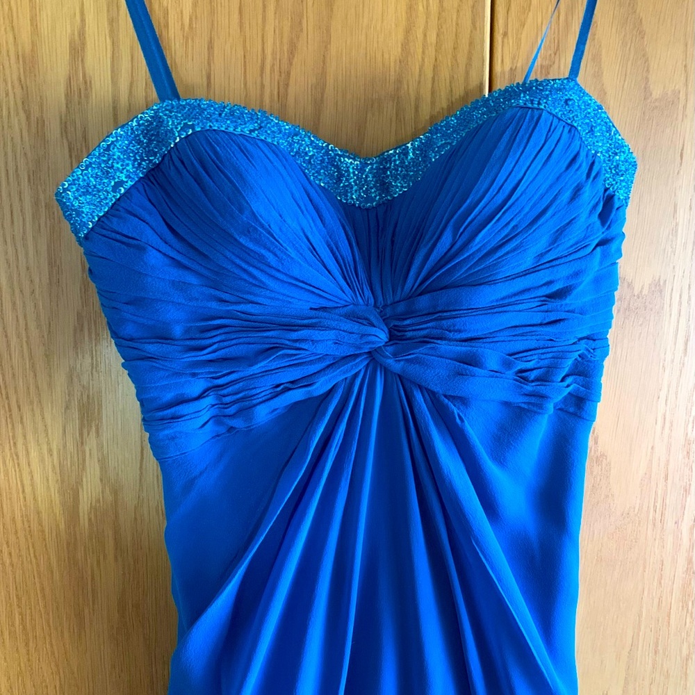 Aidan Matrox.Long Strapless Silk Gown